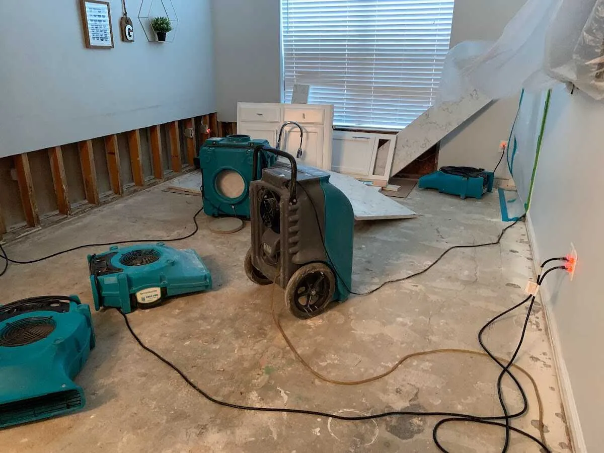 Dehumidifier in flood-cut room for Water Damage Restoration in Difficult Run